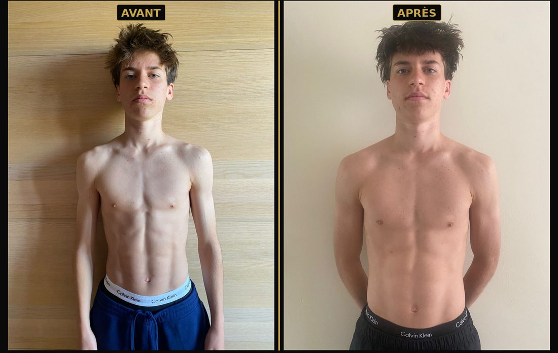 Lukas, KAA Gent U18, before and after his muscle gain coached by BodyFitWithMe